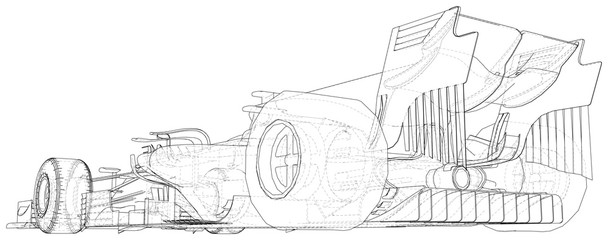 Model speed car. Abstract drawing. Wire-frame. EPS10 format. Vector created of 3d