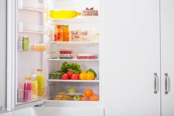  white fridge with different food