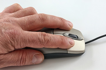 computer mouse and man's hand