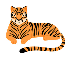 Fototapeta na wymiar Striped tiger. Vector illustration on a white background.