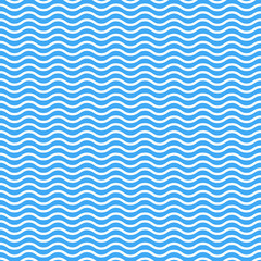 Seamless pattern of wavy lines. Vector texture of blue waves on a white background