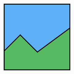 house on blue sky mountains symbol