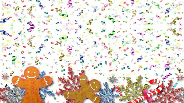  beautiful video with gingerbread man and snowflakes on a beautiful background