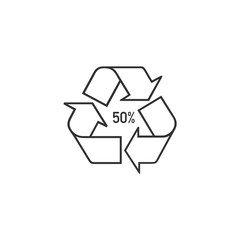 Bio matter organic material recycling symbol 50 FOR, 50 percent. Stock Vector illustration isolated on white background.