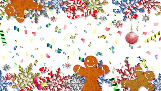  beautiful video with gingerbread man and snowflakes on a beautiful background