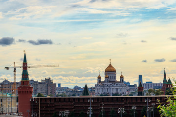 View of Moscow Kremlin and Cathedral of Christ the Saviour in the centre of Moscow, Russia