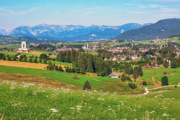Panoramic view to the town of Asiago, Vicenza, Italy.