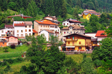 Fototapeta na wymiar Panoramic view to the town of Rotzo, Vicenza, Italy.