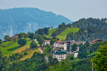 Obraz premium Panoramic view to village in Asiago Plateau, Vicenza, Italy.