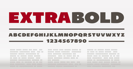 Extra bold font. Uppercase numbers and letters in alphabet order