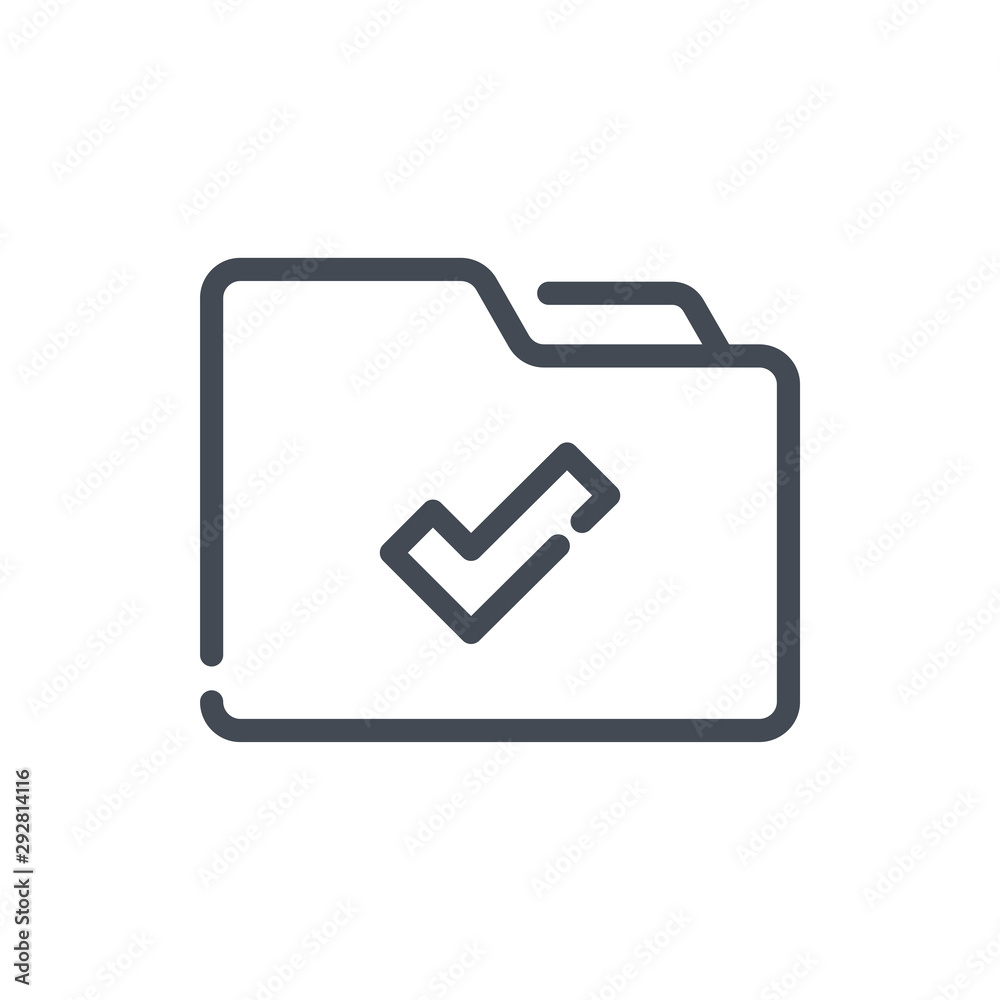 Poster select folder line icon. folder with tick vector outline sign.