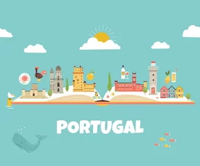Fotobehang Portugal abstract design with icons and symbols © danceyourlife