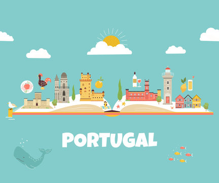 Portugal abstract design with icons and symbols