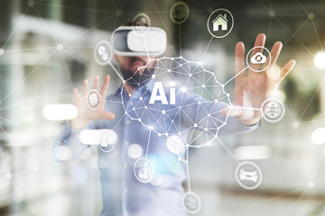 AI - Artificial intelligence, Smart technology and innovation in industry business and life concept on virtual screen.