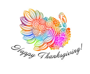 Fototapeta na wymiar Colorful turkey. Happy Thanksgiving. Vector illustration