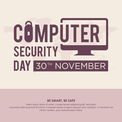 Computer Security Day letter emblem in flat style for element design