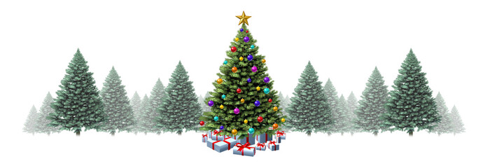 Obraz premium Christmas Tree Horizontal Border
