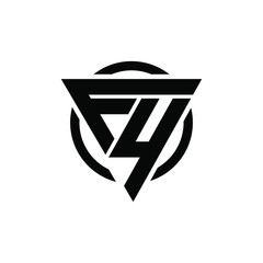 F4, 4F, FY, YF Triangle Logo Circle Monogram Design Vector Super Hero Concept