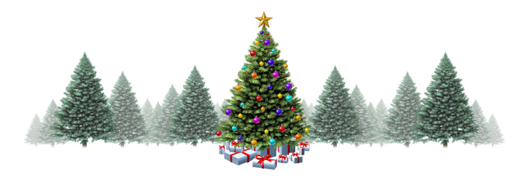 Christmas Tree Horizontal Border