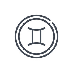 Gemini zodiac line icon. Astrology vector outline sign.