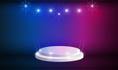 Stage podium with lighting, Stage Podium Scene with for Award Ceremony on Light pink Background vector design.