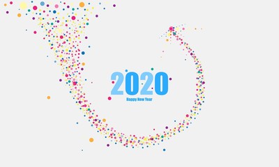 Obraz premium 2020 Background with Happy new year Multi color Random Dots Background Creative vector design