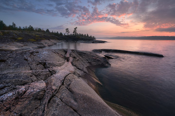 sunset over the lake