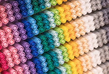 multicolour marker pens background.  marker pens in shelf.
