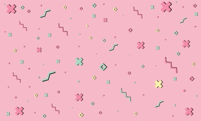 Pattern Hipster Abstract and Form Geometric Line Shapes fashion style seamless Pink background banner poster vector design.
