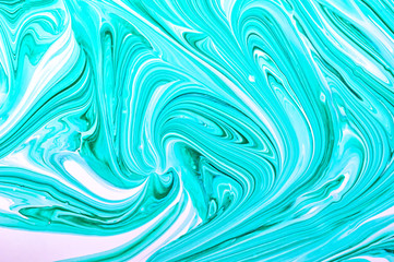 Abstract texture of liquid acrylic. Liquid abstract art. Marble mint color texture.