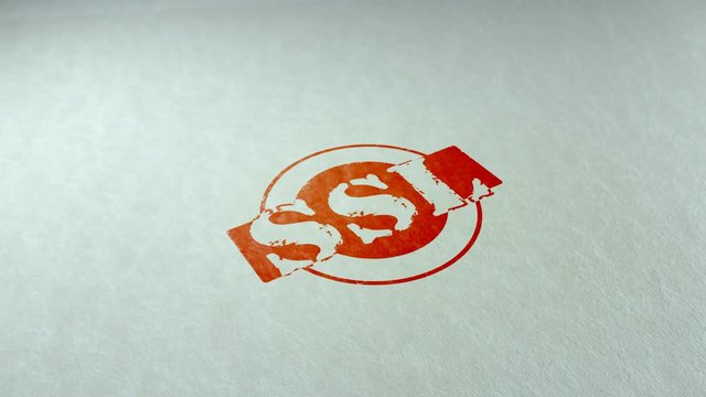 Ssl word stamping text wooden retro stamp animation. red ink on clean white paper