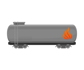 Grey Rail Tank For Fuels And Lubricants Flat Vector Illustration