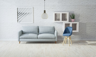 Wohnzimmer mit Sofa, Stuhl und Holzboden