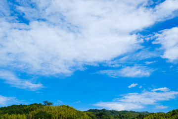 【写真素材】 青空　空　雲　秋の空　背景　背景素材　9月　コピースペース　
