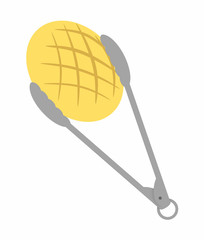 トングで挟んだメロンパン