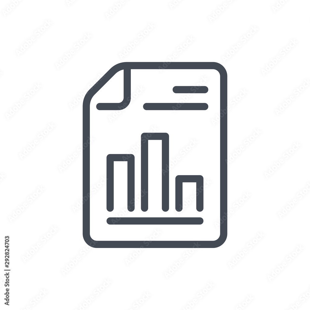 Poster Report document line icon. File with statistics and analytics page vector outline sign.
