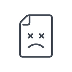 Damaged document line icon. File with error vector outline sign.