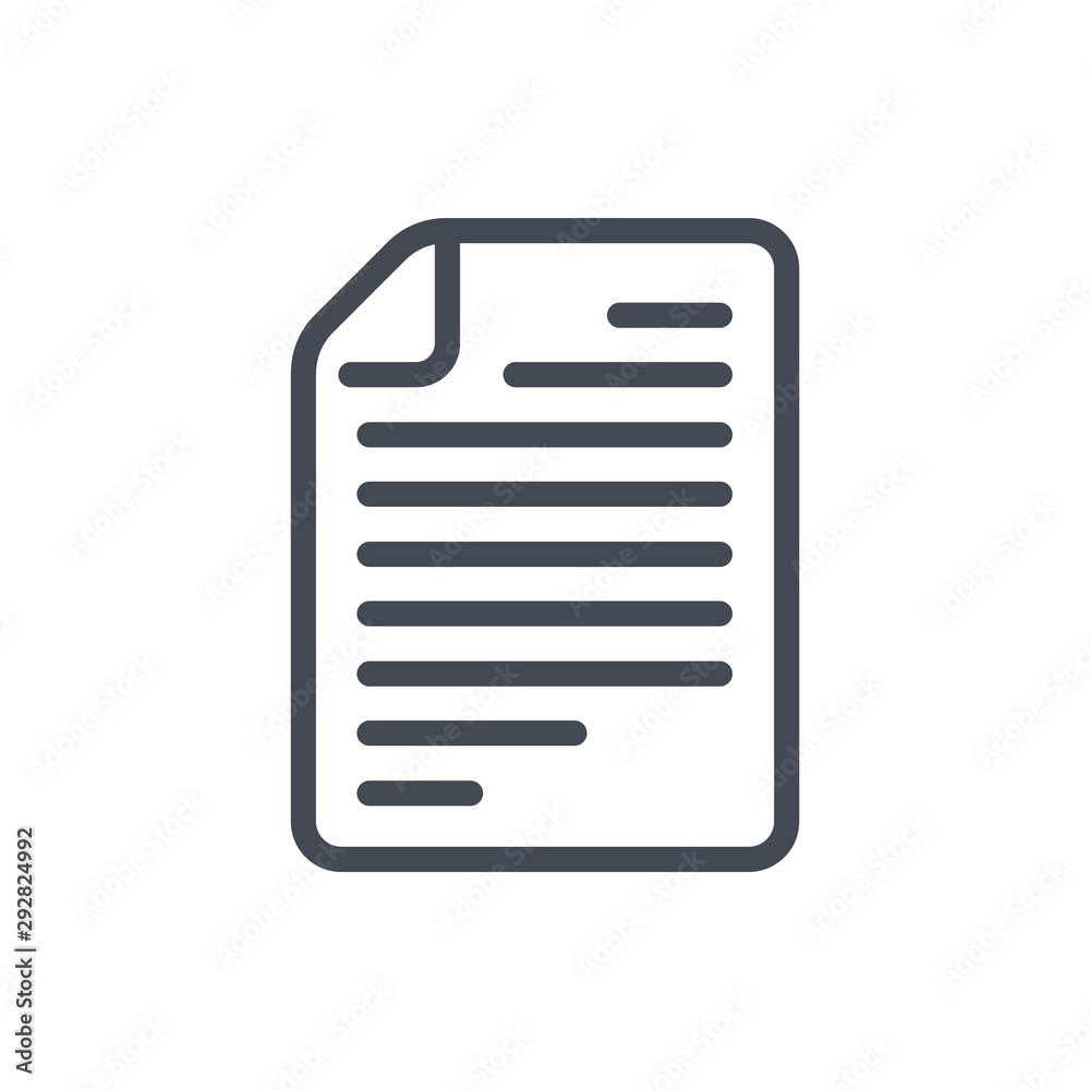 Poster document with text line icon. file page vector outline sign.