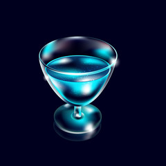 Realistic glass of white wine or water isolated