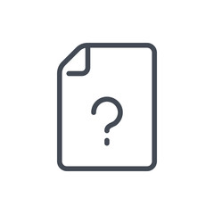 Unknown document line icon. File page with question mark vector outline sign.