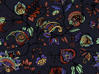 Naklejka premium Seamless floral pattern paisley