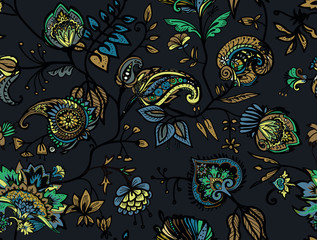 Naklejka premium Seamless floral pattern paisley