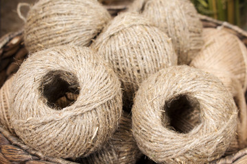Keins, balls of hemp thread. Hemp products.