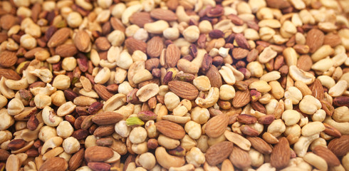 Nuts on the counter in the market