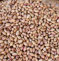 Pistachio nuts on the counter in the market