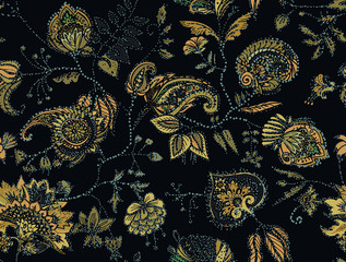 Image of Seamless floral pattern paisley printed on Printed Glass Splashbacks
