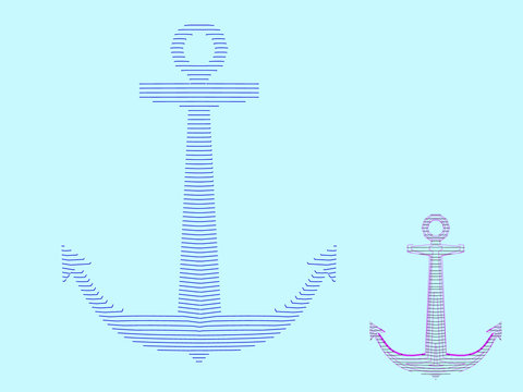 Nautical anchor carcass. Vector outline illustration.