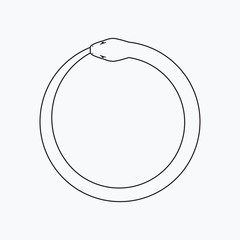 Ouroboros, symbol of snake eating its own tail. vector illustration isolated on white background. Line design, editable stokes