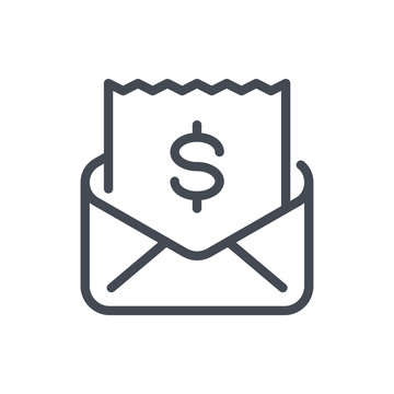 Mail With Bill And Payment Confirmation Line Icon. Email Envelope With Dollar Vector Outline Sign.