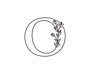 Nature letter O leaf icon logo design concept, floral O logo icon design. hand drawn floral with letter